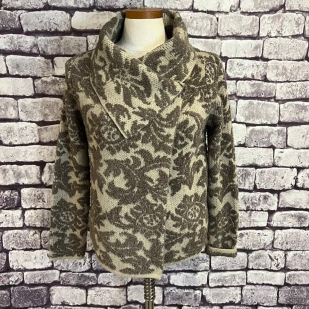 Chico's Khaki & Brown Long Sleeve Cardigan Sweater Size Small